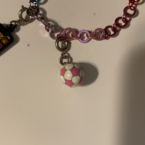 Girl’s Charm It! Bracelet with 4 Charms and Rainbow Band - Picture 4 of 7